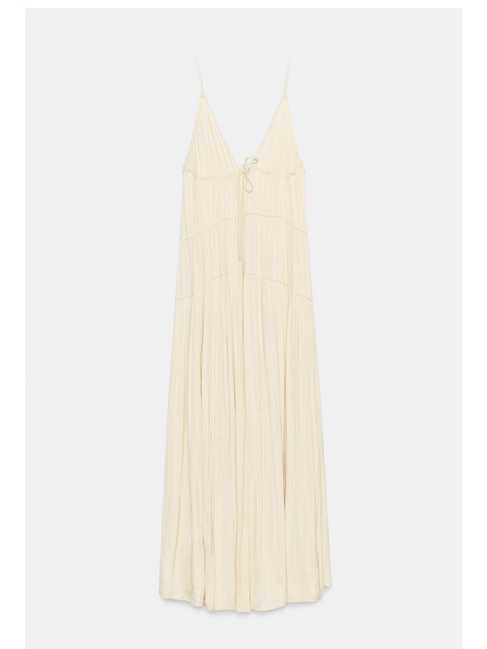 Zara Cream Tiered Spaghetti-Strap Maxi Dress